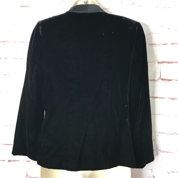 TALBOTS PETITES Black Velvet Blazer Satin Tuxedo Collar Jacket Size 10P Petite - Picture 9 of 16